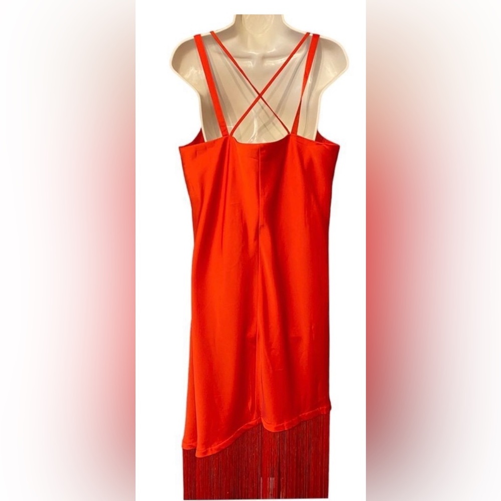 ELOQUII: Asymmetrical Fringe Slip Dress - Picture 6 of 7